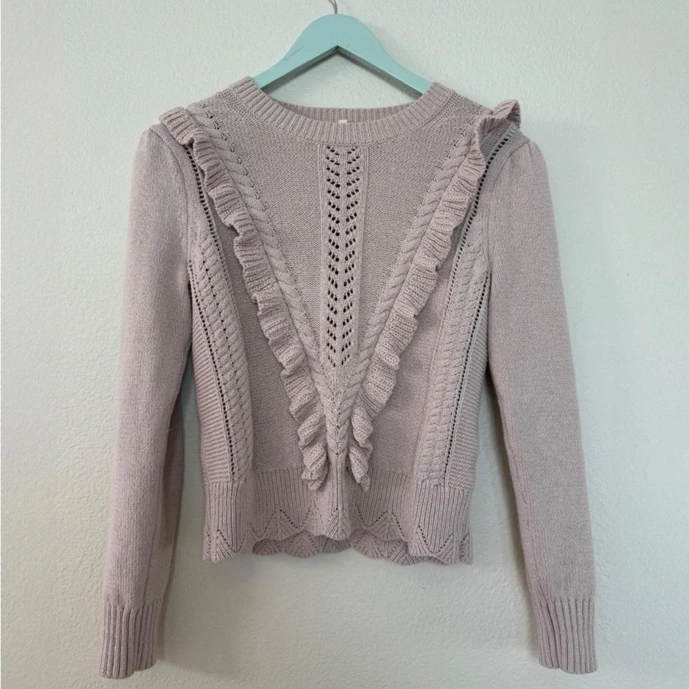 Rebecca Taylor Ruffled Knit Sweater - Soft Pink - Picture 1 of 4